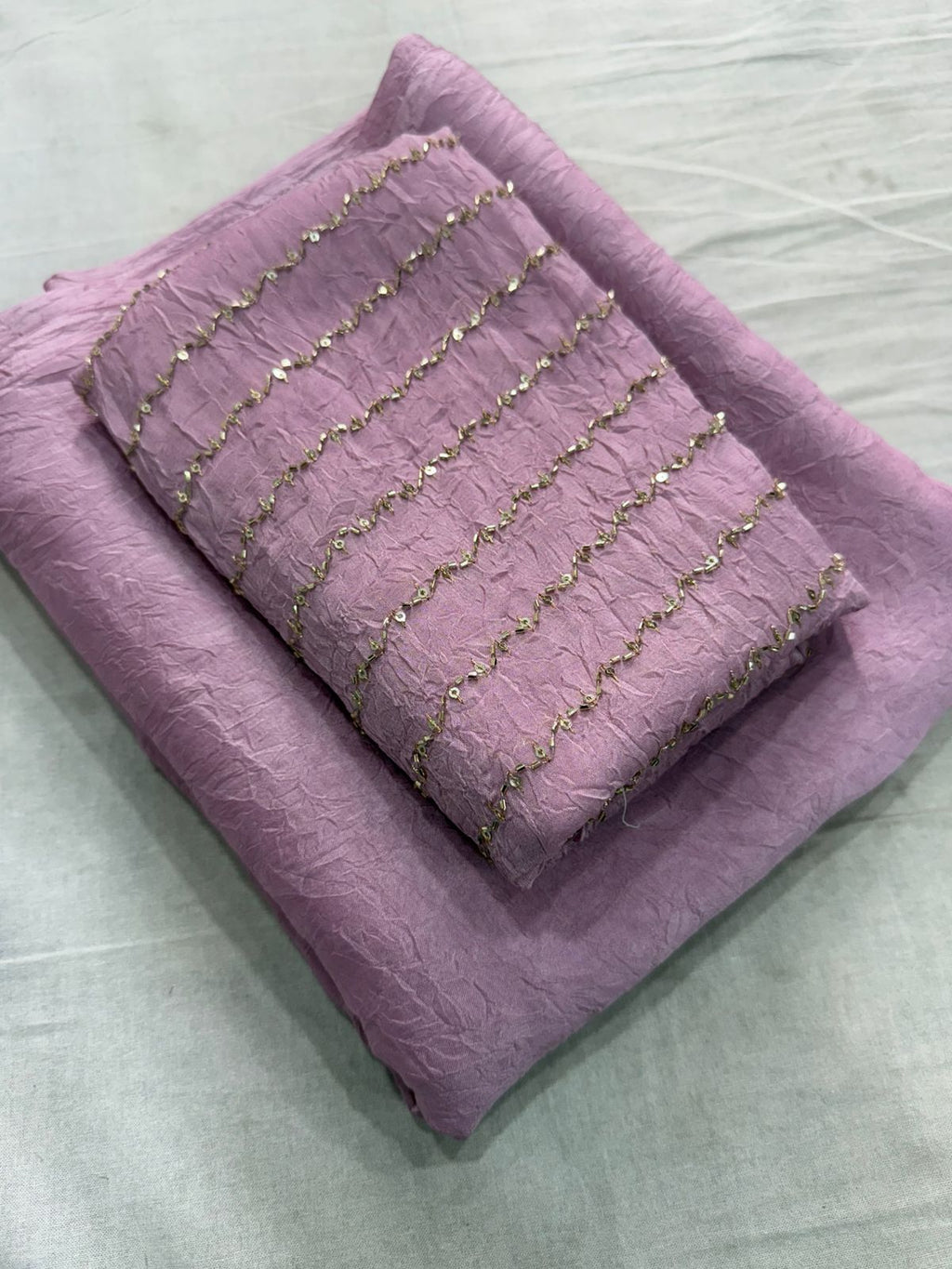 Dusty Pink Rangoli Crush Saree With Sequence Bits Blouse