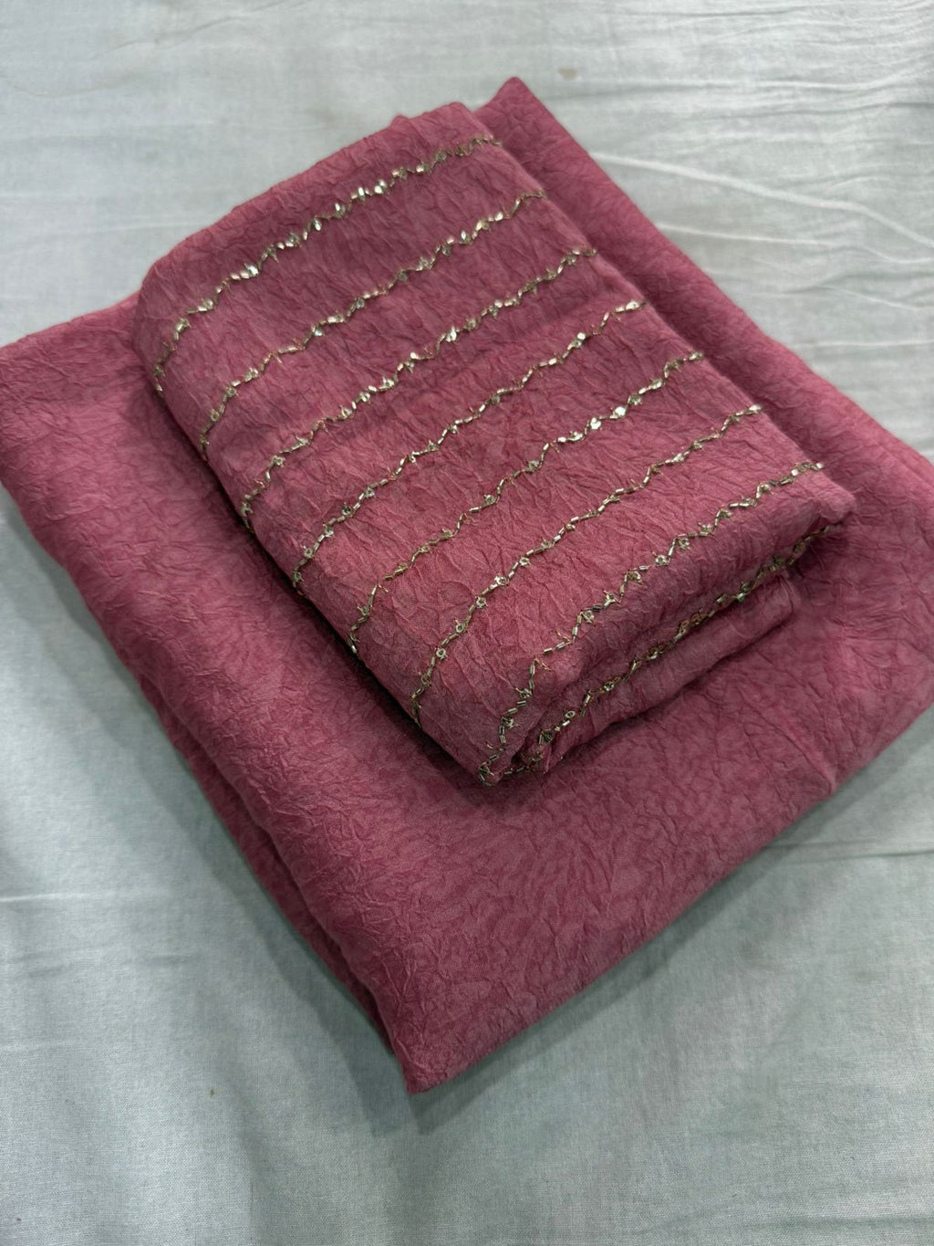 Pink Rangoli Crush Saree With Sequence Bits Blouse