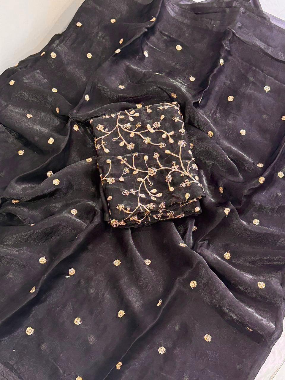 Black Space Silk Sequence Worked Saree