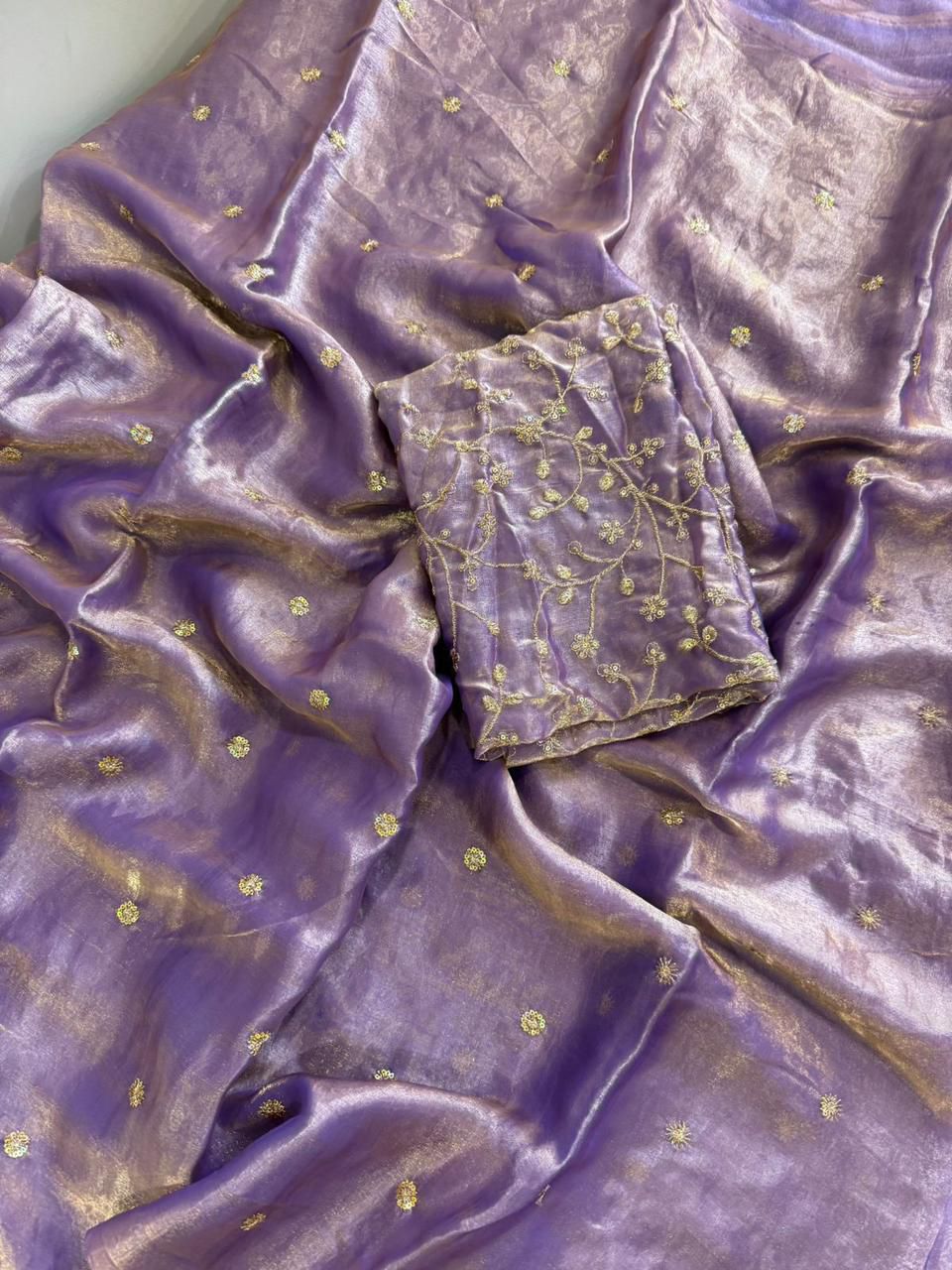 Lilac Space Silk Sequence Worked Saree