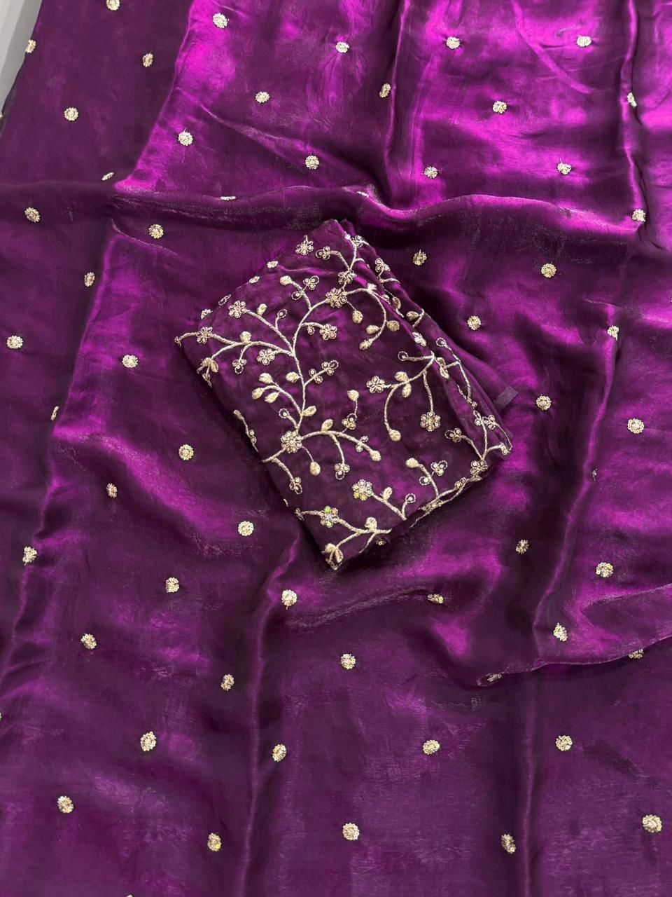 Wine Space Silk Sequence Worked Saree