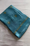 Rama Blue Pure soft Viscose Khadi silk fabric saree