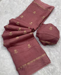 Rose Gold Pure soft Viscose Khadi silk fabric saree