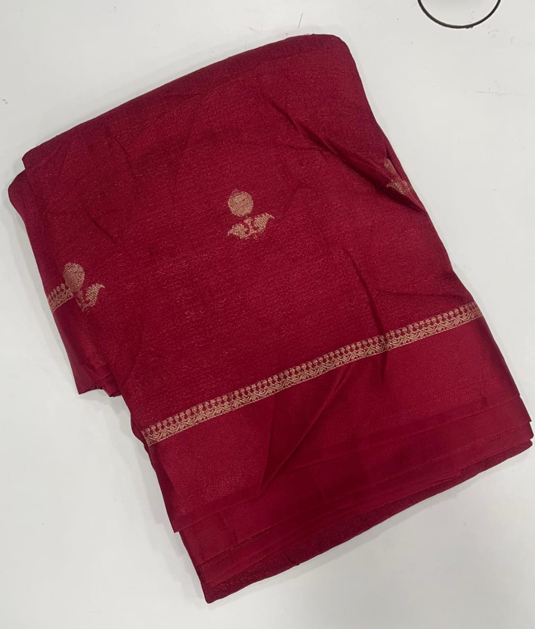 Marooon Pure soft Viscose Khadi silk fabric saree