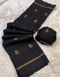 Black Pure soft Viscose Khadi silk fabric saree
