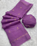 Lavander Pure soft Viscose Khadi silk fabric saree