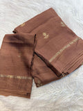 Mocha Brown Pure soft Viscose Khadi silk fabric saree