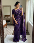 Violet Pure soft Viscose Khadi silk fabric saree