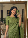 Emerald Green Rangoli Crush Sequence Bits Saree