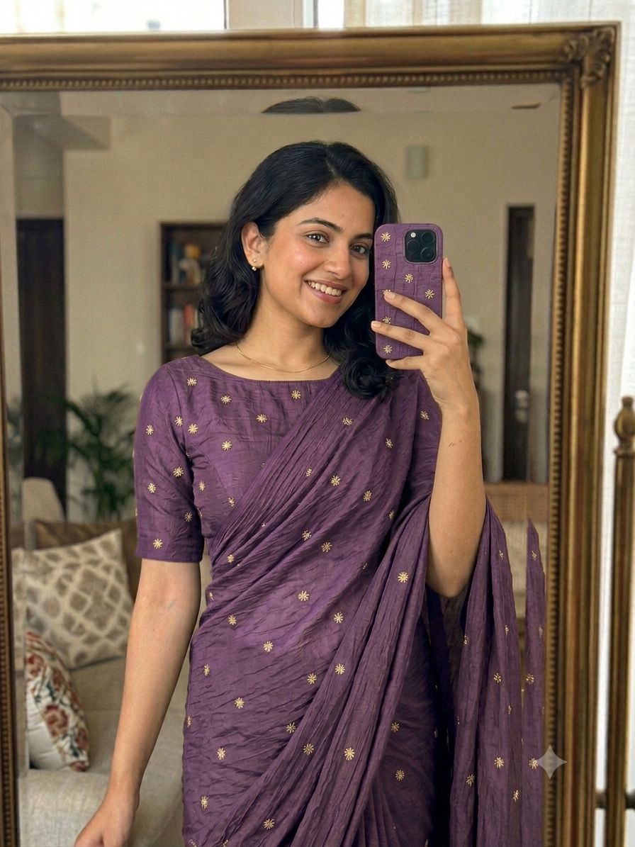 Lilac Rangoli Crush Sequence Bits Saree