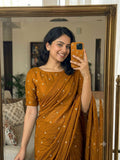 Orange Rangoli Crush Sequence Bits Saree