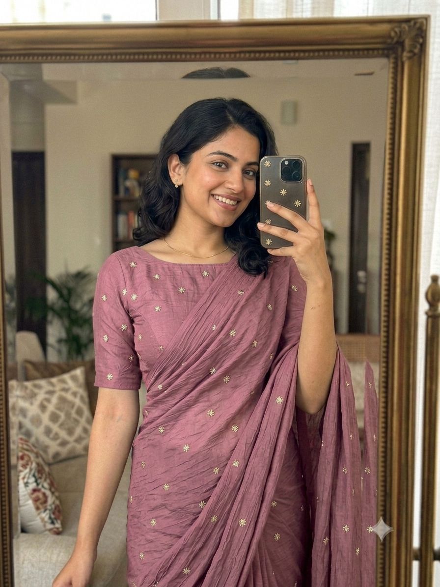 Pink Rangoli Crush Sequence Bits Saree