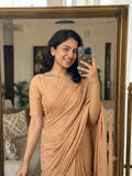 Peach Rangoli Crush Sequence Bits Saree