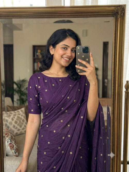 Purple Rangoli Crush Sequence Bits Saree