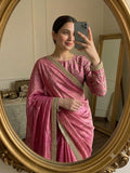 Pink Space Silk Multi Sequence Full Worked Saree