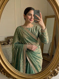 Sea Green Space Silk Multi Sequence Full Worked Saree