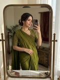 Emerald Green Rangoli Crush Saree With Sequence Bits Blouse