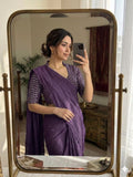 Plum Purple Rangoli Crush Saree With Sequence Bits Blouse