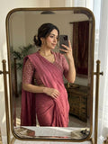 Pink Rangoli Crush Saree With Sequence Bits Blouse