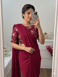 Rani Rangoli Crush Saree With Bits Sequence Work Blouse