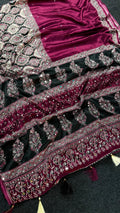 Rani Heavy Gajji Moss Satin Saree all over Ajrakh