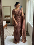 Mocha Brown Pure soft Viscose Khadi silk fabric saree