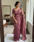 Rose Gold Pure soft Viscose Khadi silk fabric saree